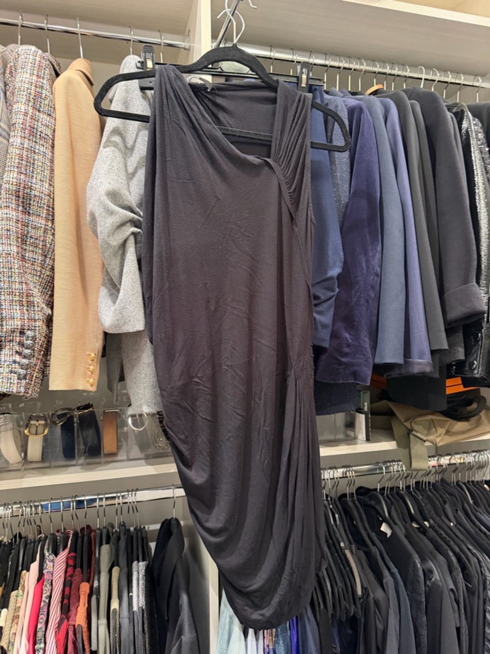 Cut25 by Yigal Azrouel One-Shoulder Black Draped Jersey Dress